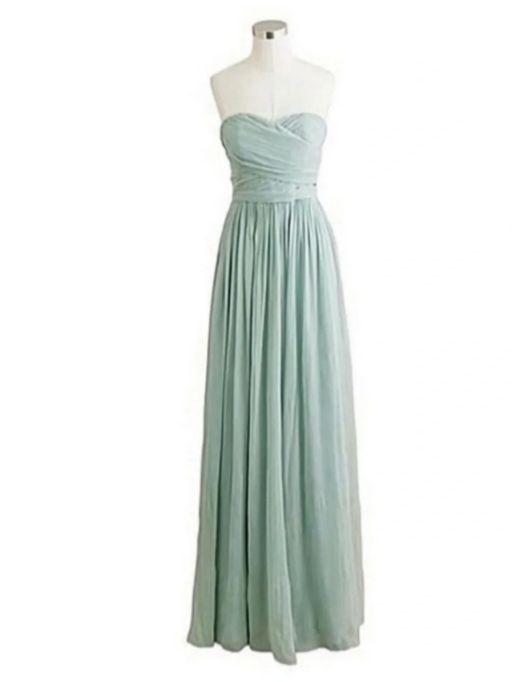 J.Crew Arabelle Silk Chiffon Strapless Gown Sage Green 4P wedding bridesmaid